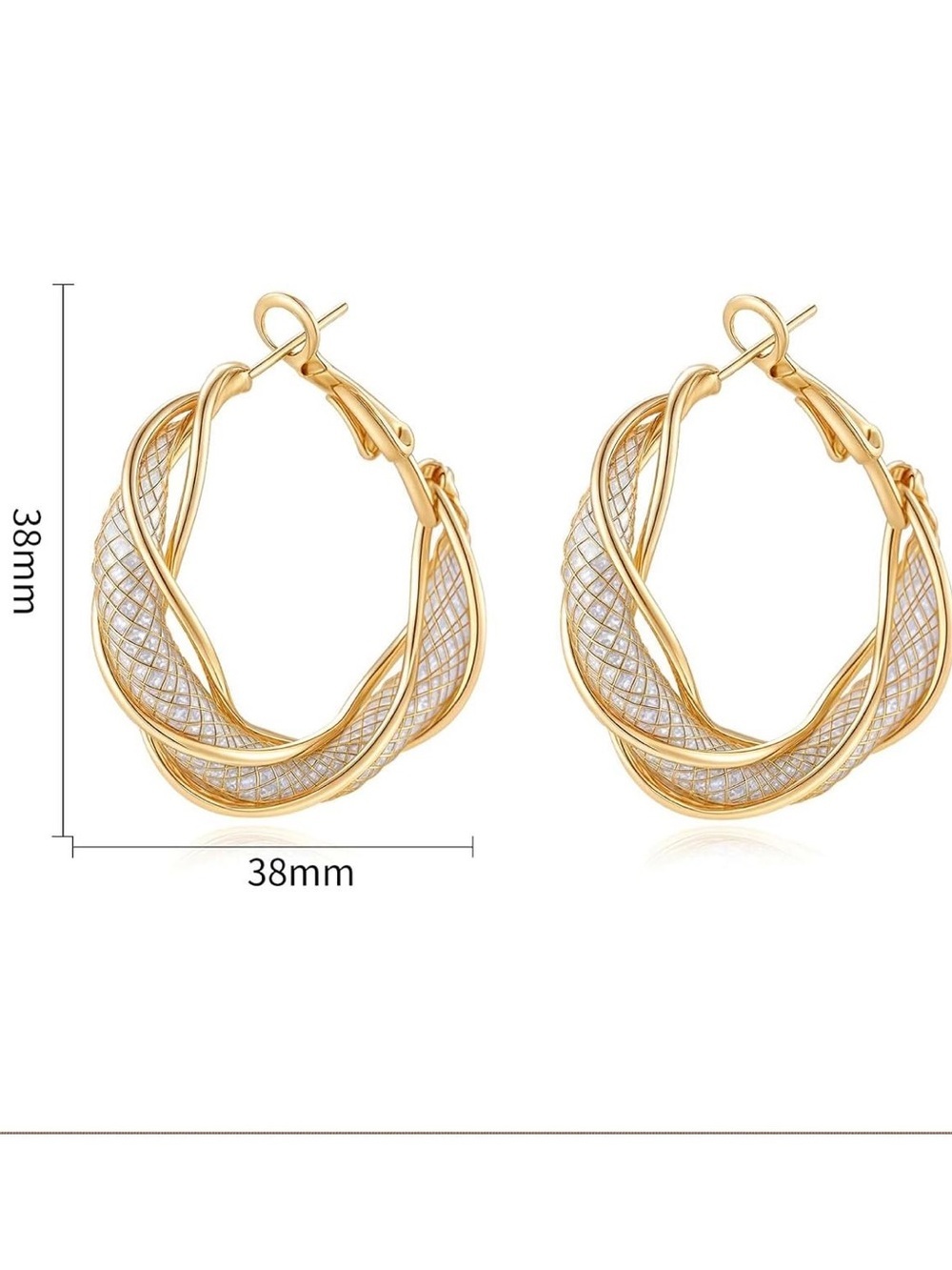 Anthropologie Gold & Silver Twisted Hoop Earrings - Picture 3 of 3